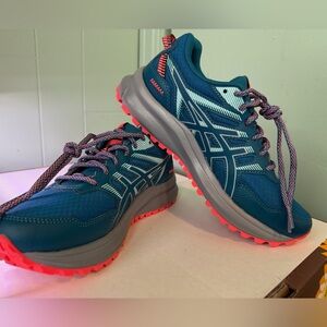 Asics Teal and Pink Trail Scout 2 Shoes